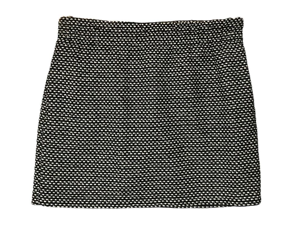 J. Crew Women's Black/White Tweed Cotton/Polyester Mini Skirt W/ Pockets Size 8